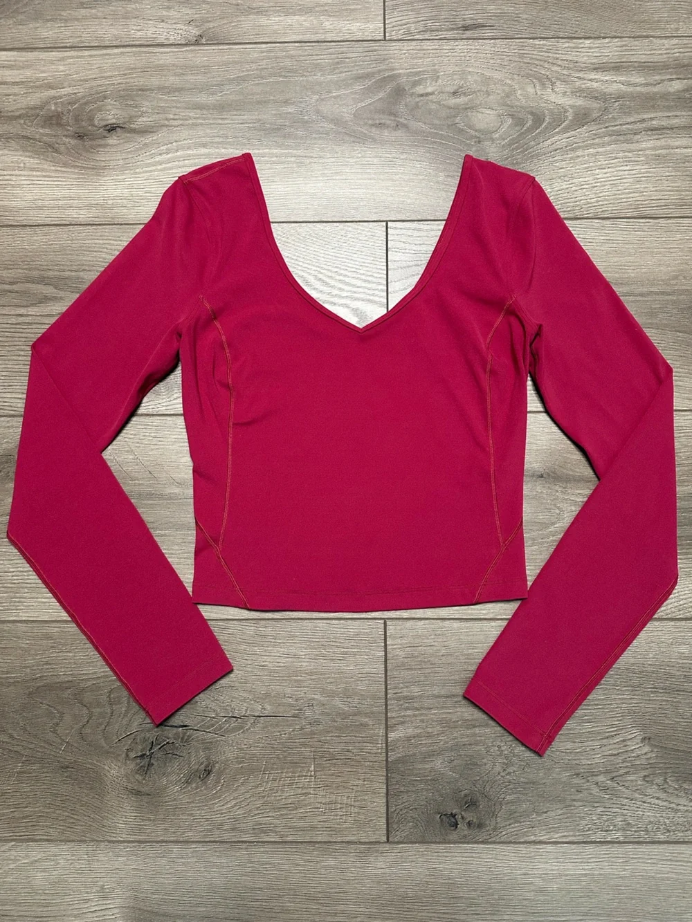 Lululemon Align Long Sleeve Crop Shirt Pomegranate Red Pink Size 4